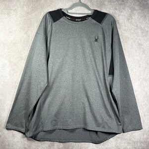 Spyder Baselayer Shirt Mens Large Gray Jersey Knit Midweight Long Sleeve Outdoor